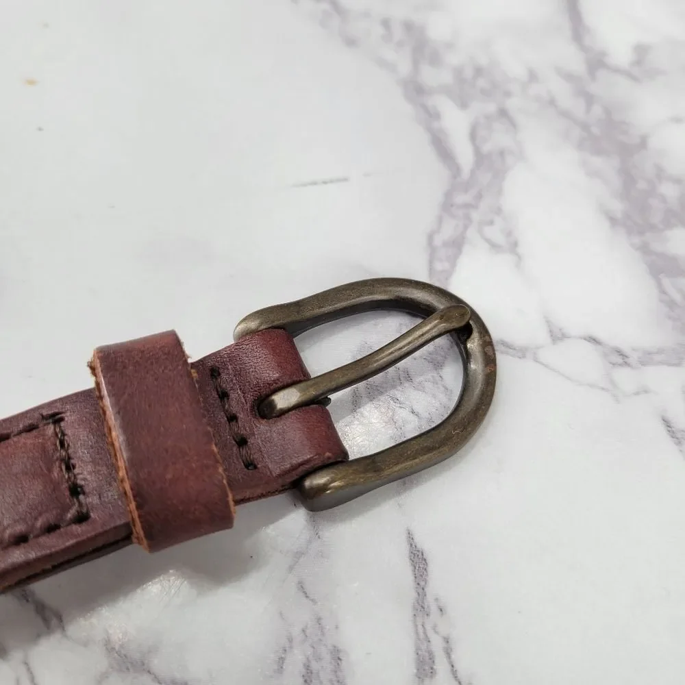 Vintage Plus Size Braided Brown Leather Belt Boho Waist 43-51